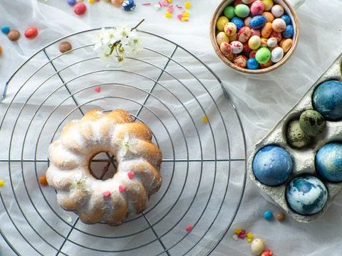 Easter cake decorating Stock Photos