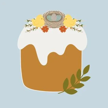 Easter cake decoration with chicks and nest Illustrazione stock