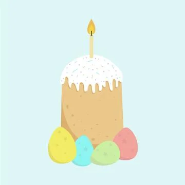 Easter cake with Easter eggs Stock Illustration
