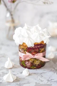 Easter cake with egg white meringue Stock Photos