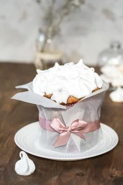 Easter cake with egg white meringue Stock Photos