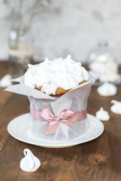 Easter cake with egg white meringue Stock Photos
