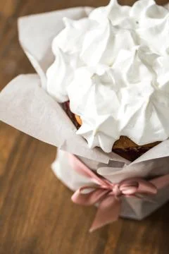 Easter cake with egg white meringue Stock Photos