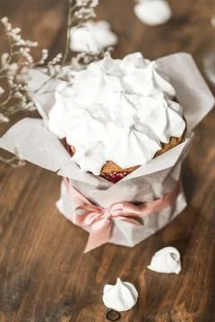 Easter cake with egg white meringue Stock Photos