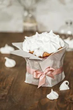 Easter cake with egg white meringue Stock Photos
