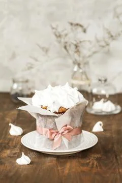 Easter cake with egg white meringue Stock Photos