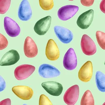 Easter cake, eggs, rabbits and willow twigs painted watercolor seamless patte Illustrazione stock