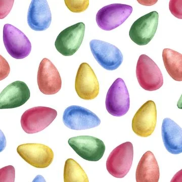 Easter cake, eggs, rabbits and willow twigs painted watercolor seamless patte 스톡 일러스트