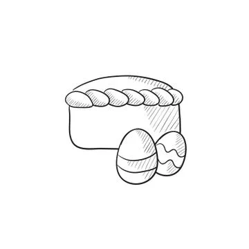 Easter cake with eggs sketch icon Illustrazione stock