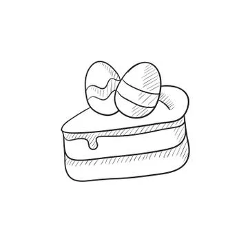 Easter cake with eggs sketch icon Stock Illustration
