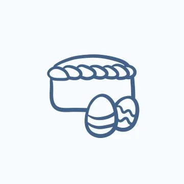 Easter cake with eggs sketch icon Illustrazione stock