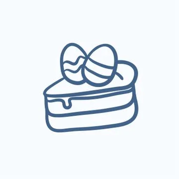 Easter cake with eggs sketch icon Stock Illustration