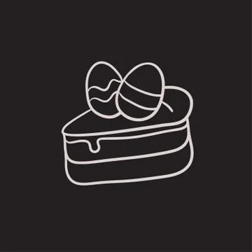 Easter cake with eggs sketch icon Stock Illustration
