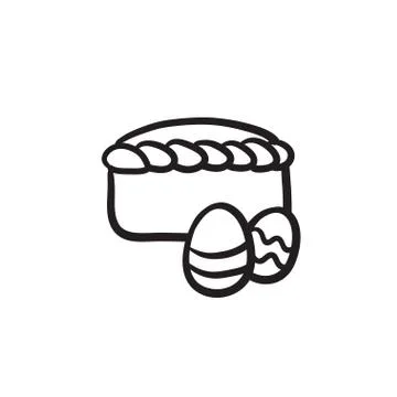 Easter cake with eggs sketch icon Illustrazione stock