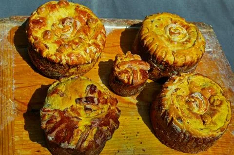 Easter cake - five different baked goods in Ivano-Frankivsk, Ukraine. Selecti Stock Photos