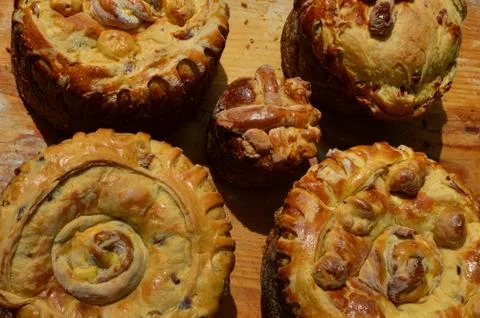 Easter cake - five different baked goods in Ivano-Frankivsk, Ukraine. Selecti Stock Photos