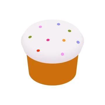 Easter cake glazed with icing and raisins icon Stock Illustration