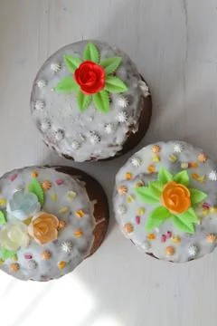 Easter cake group icing close up, vertical photo Stock Photos