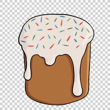 Easter cake with icing and sprinkles. Hand drawn illustration on a transparent b Stock Photos
