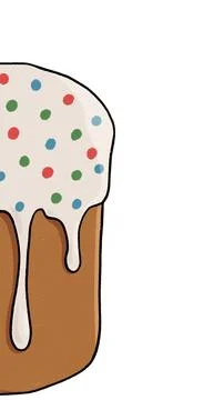 Easter cake with icing on a white background. easter, spring illustration. Ukrai Stock Illustration