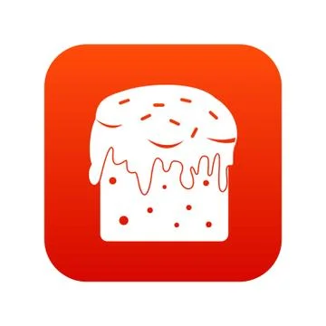 Easter cake icon digital red Stock Illustration