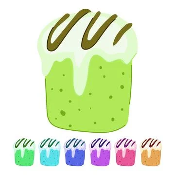 Easter cake icon featuring icing and chocolate syrup graphic Illustrazione stock