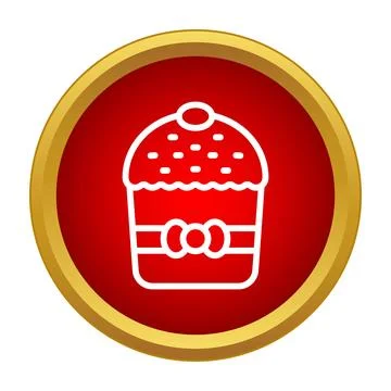 Easter cake icon featuring kulich in circle button Stock Illustration