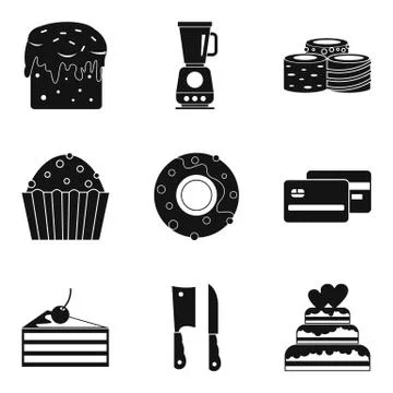 Easter cake icons set, simple style 스톡 일러스트