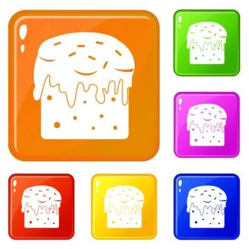 Easter cake icons set vector color Illustrazione stock