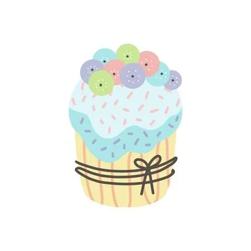 Easter cake isolated on white background. Vector illustration in doodle style Stock Illustration