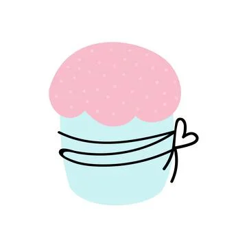 Easter cake isolated on white background. Vector illustration in doodle style Stock Illustration