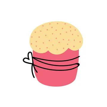 Easter cake isolated on white background. Vector illustration in doodle style Stock Illustration