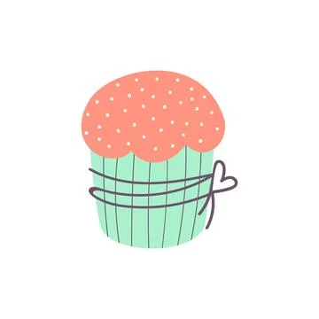 Easter cake isolated on white background. Vector illustration in doodle style Stock Illustration
