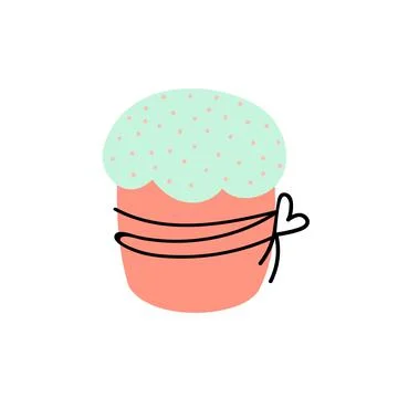 Easter cake isolated on white background. Vector illustration in doodle style Stock Illustration