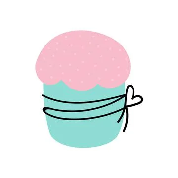 Easter cake isolated on white background. Vector illustration in doodle style Stock Illustration