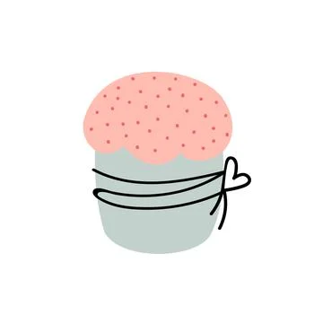 Easter cake isolated on white background. Vector illustration in doodle style Stock Illustration