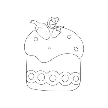 Easter cake isolated on a white background. Doodle vector illustration. Lin.. Stock-Illustration