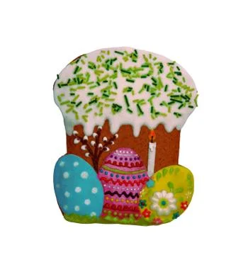 Easter cake isolated on white background, ginger biscuit Foto stock
