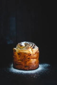Easter cake kranch with icing sugar on a dark background Stock Photos