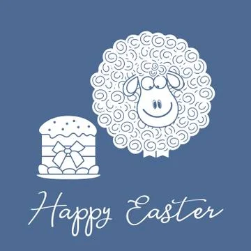 Easter cake, lamb. Greeting card Happy Easter. Stock Illustration