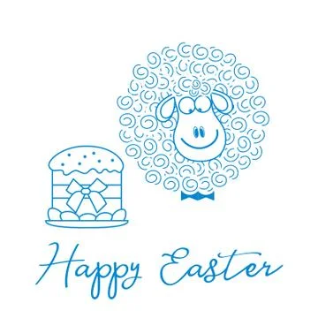 Easter cake, lamb. Greeting card Happy Easter. Stock Illustration
