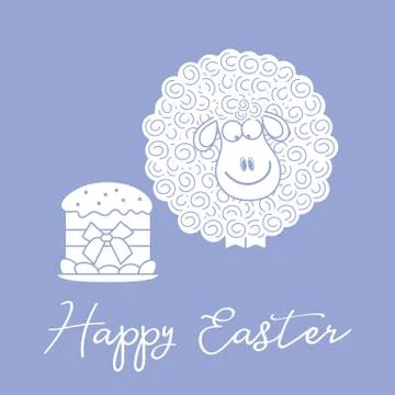 Easter cake, lamb. Greeting card Happy Easter. Stock Illustration
