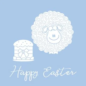Easter cake, lamb. Greeting card Happy Easter. Stock Illustration