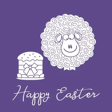 Easter cake, lamb. Greeting card Happy Easter. Stockillustratie