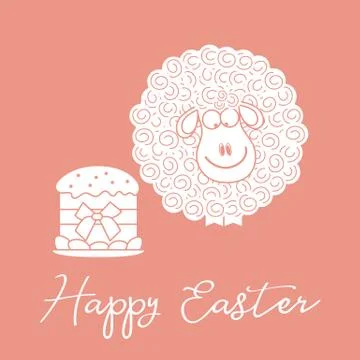 Easter cake, lamb. Greeting card Happy Easter. Stock Illustration