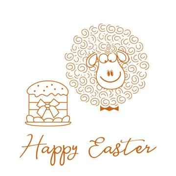 Easter cake, lamb. Greeting card Happy Easter. Stock Illustration