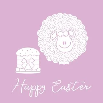 Easter cake, lamb. Greeting card Happy Easter. Stock Illustration