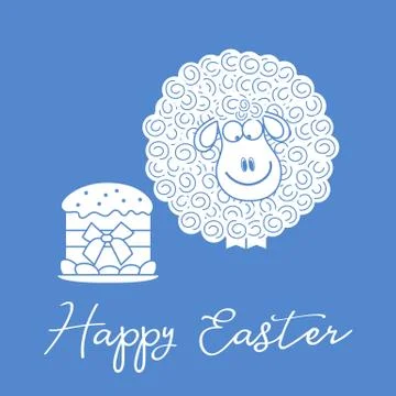 Easter cake, lamb. Greeting card Happy Easter. Stockillustratie