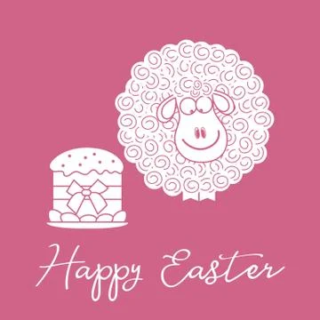 Easter cake, lamb. Greeting card Happy Easter. Stock Illustration