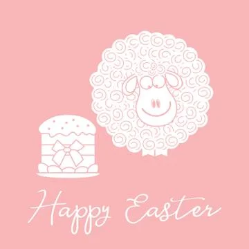 Easter cake, lamb. Greeting card Happy Easter. Stock Illustration